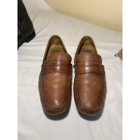 Mercanti Fiorentini Moccasins Loafers Shoe Mens 10 Driving Brown Leather Slip On - Picture 2 of 8